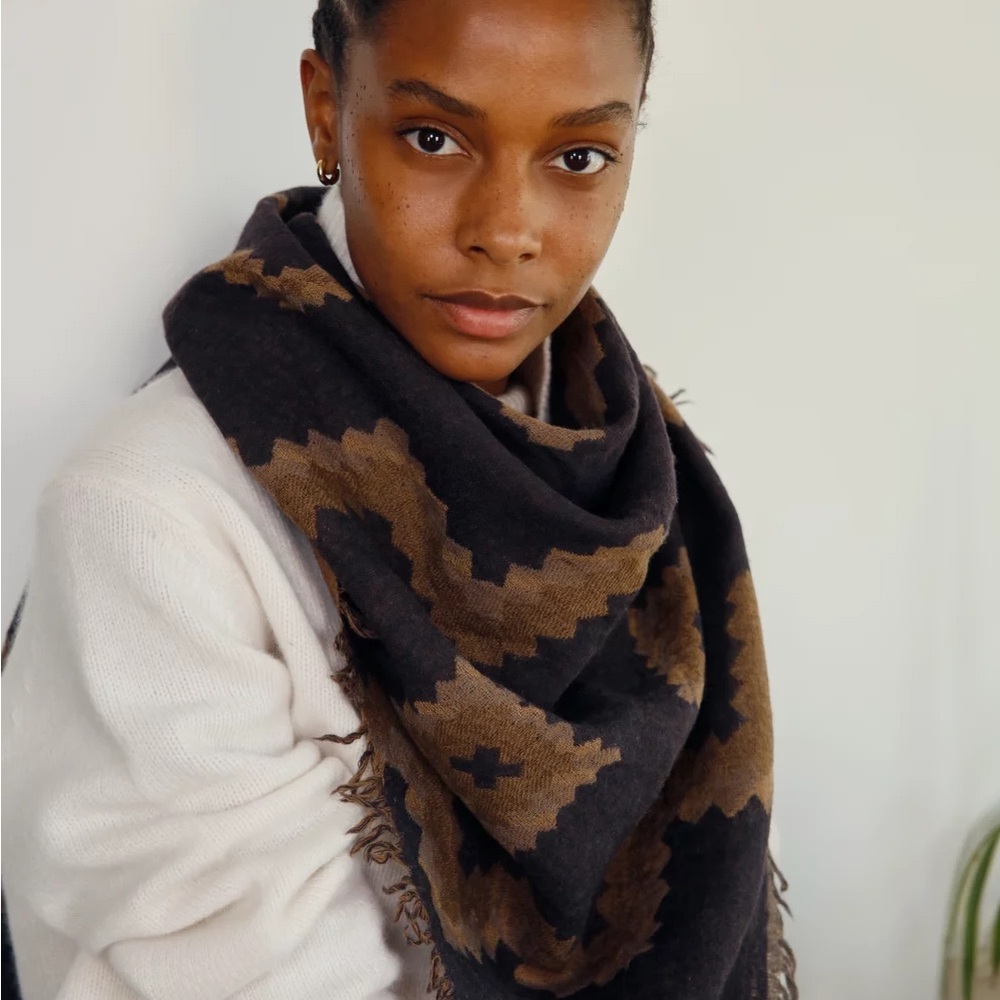 Wilfred Free Brown and Black Aztec Patterned Scarf